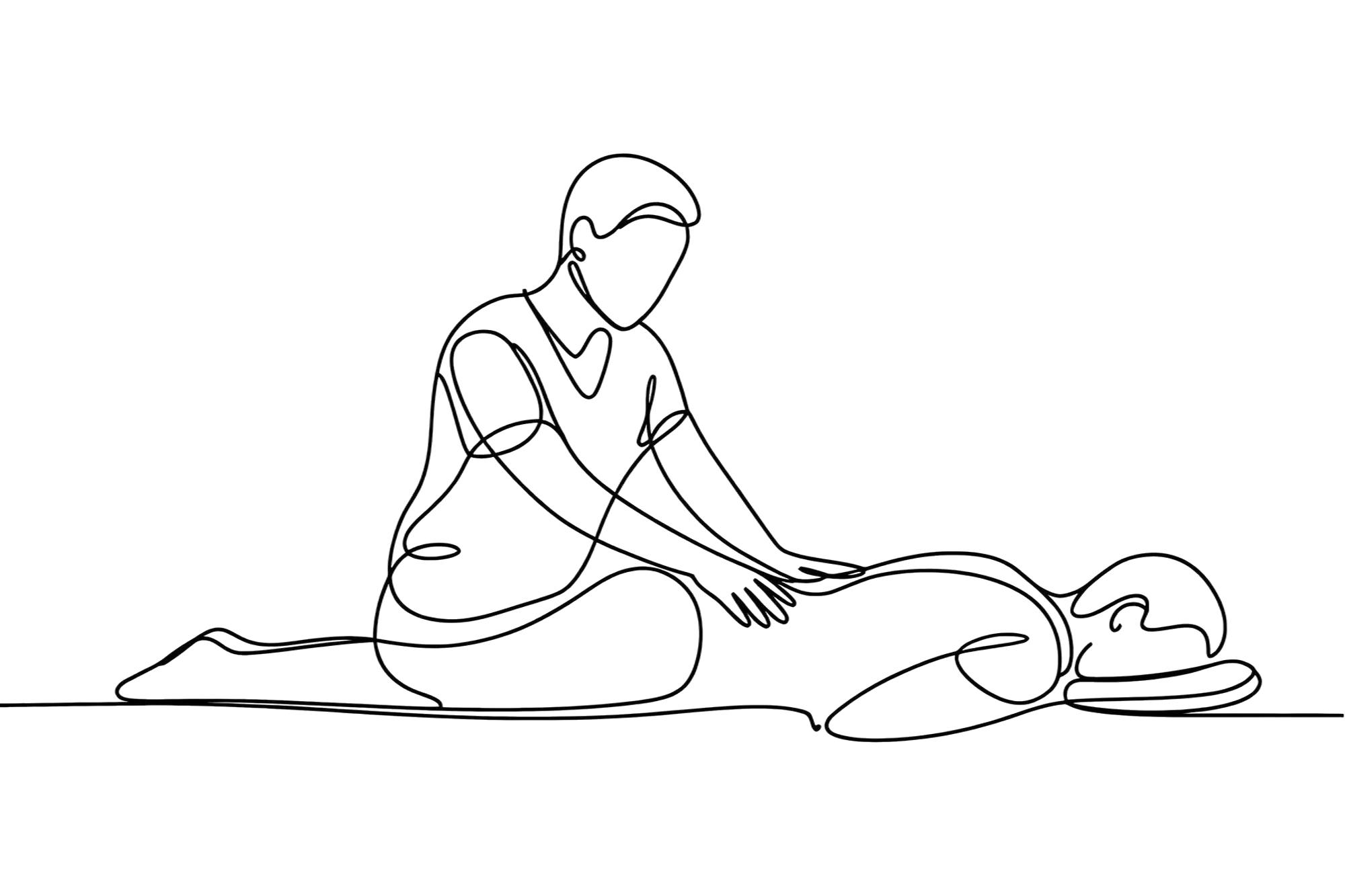 Physiotherapeut führt manuelle Lymphdrainage an einem liegenden Patienten durch