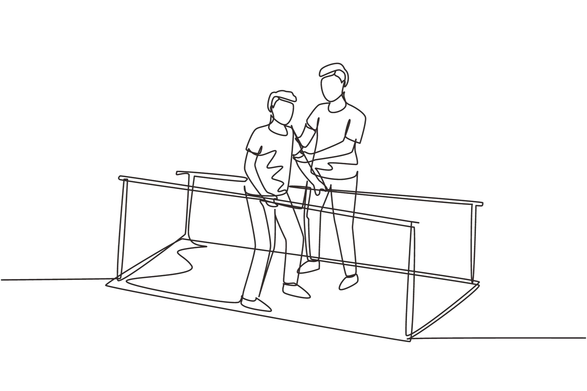 Physiotherapeut unterstützt Patient beim Gleichgewichtstraining zur Verbesserung von Koordination und Stabilität